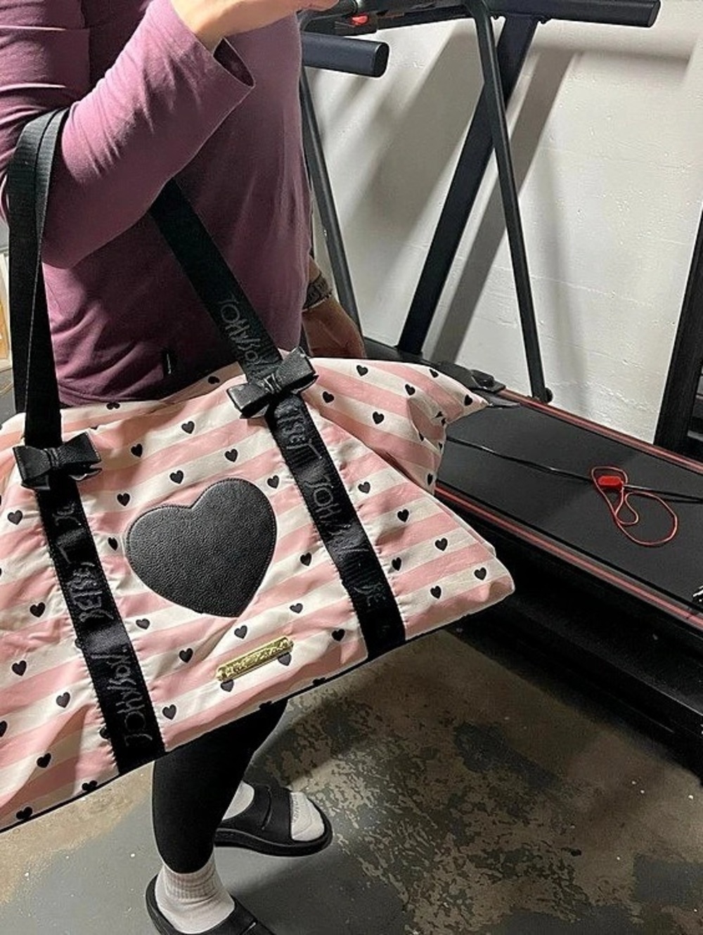Betsy Johnson Travel Bag Polka Dot Pink & Black